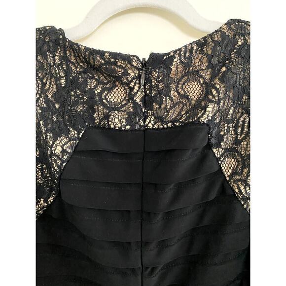 🛍️ Adrianna Papell Black Lace Pleated Cocktail Dress - Size 12 (EUC) - Picture 6 of 7